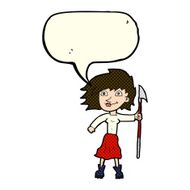 cartoon woman with spear speech bubble N5