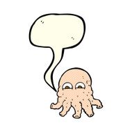 cartoon alien squid face with speech bubble N14