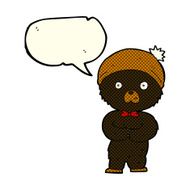 cartoon little black bear with speech bubble N5