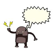 funny cartoon robot with speech bubble N25