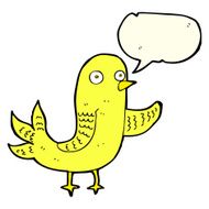 cartoon waving bird with speech bubble N9