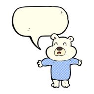cartoon unhappy polar bear with speech bubble N6