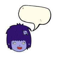 cartoon happy vampire girl face with speech bubble N5