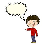 cartoon happy boy laughing with speech bubble N13