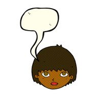 cartoon girl staring with speech bubble N6