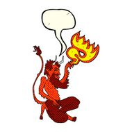 cartoon traditional devil with speech bubble N4