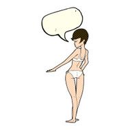 cartoon woman in bikini with speech bubble N26