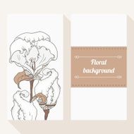 Invitation cards set with hand drawn flowers