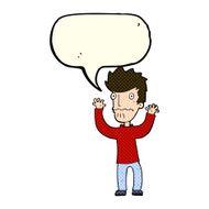 cartoon frightened man with speech bubble N37