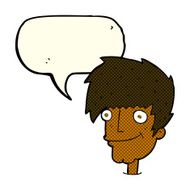 cartoon smiling man with speech bubble N16