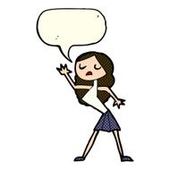 cartoon woman dancing with speech bubble N13