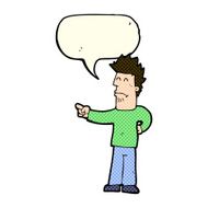 cartoon man pointing with speech bubble N90