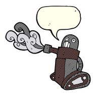 cartoon tank robot with speech bubble N5