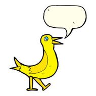 cartoon walking bird with speech bubble N8