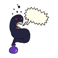 cartoon halloween ghost in bottle with speech bubble N7