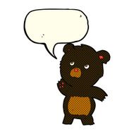 cartoon curious black bear with speech bubble N3