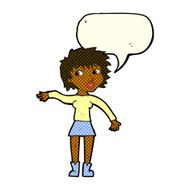 cartoon friendly woman waving with speech bubble N24