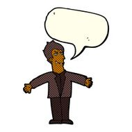 cartoon vampire man with open arms speech bubble N6