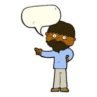 cartoon bearded man pointing with speech bubble N6