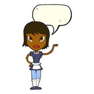 cartoon maid with speech bubble N19