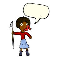 cartoon woman with spear sticking out tongue speech bubble N6