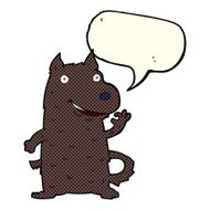 cartoon happy dog with speech bubble N36