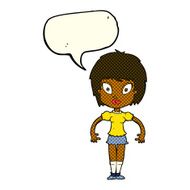cartoon pretty girl with speech bubble N48