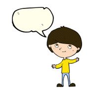 Cartoon happy boy with speech bubble N106