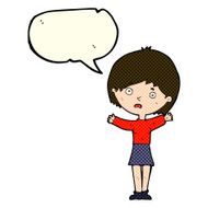 cartoon worried woman with speech bubble N36