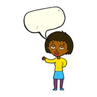 cartoon bored woman with speech bubble N15