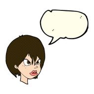cartoon annoyed woman with speech bubble N89