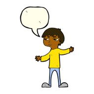 cartoon annoyed boy with speech bubble N19