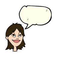 cartoon happy woman with speech bubble N120