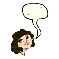 cartoon happy woman with speech bubble N121