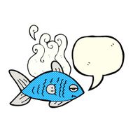 cartoon funny fish with speech bubble N7
