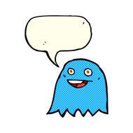 cartoon ghost with speech bubble N10