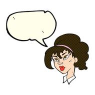cartoon pretty woman with speech bubble N129