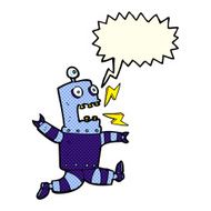 cartoon terrified robot with speech bubble N6