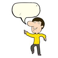cartoon happy man dancing with speech bubble N20