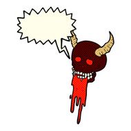 cartoon spooky halloween skull with speech bubble N6