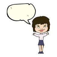 cartoon woman waving arms with speech bubble N10
