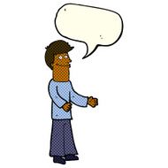 cartoon man shrugging shoulders with speech bubble N21