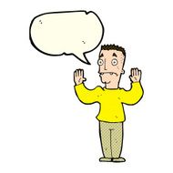 cartoon man surrendering with speech bubble N5
