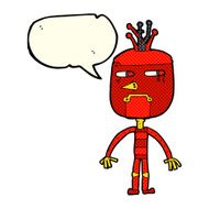 funny cartoon robot with speech bubble N26