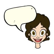 cartoon happy woman with speech bubble N122