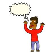 cartoon frightened man with speech bubble N38