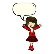 cartoon unhappy girl with speech bubble N8