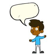 cartoon curious boy with speech bubble N16