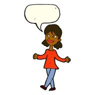 cartoon woman with no worries speech bubble N20