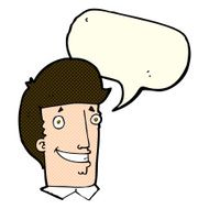 cartoon happy man with speech bubble N205